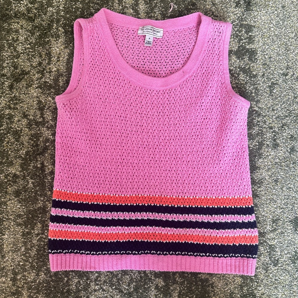St John Sport By Marie Gray Sleeveless Wool/Cotton Sweater